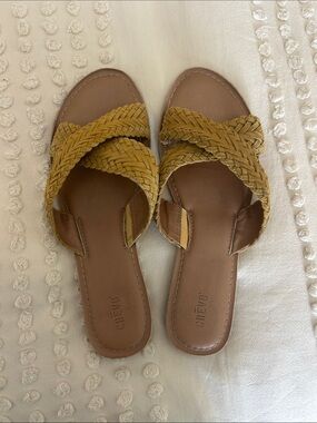 Crevo from Nordstrom Braided Crossband Slide Sandals in Mustard